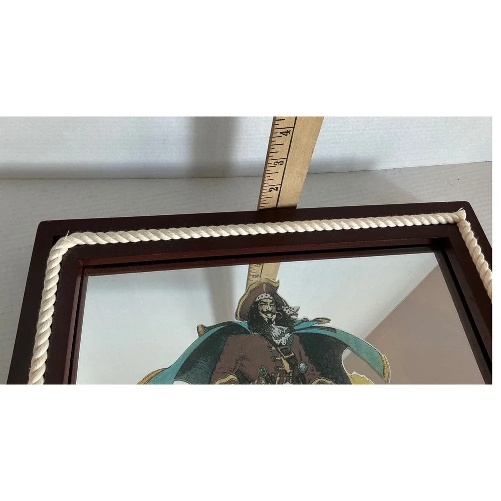 Captain Morgan Spiced Rum Bar Mirror Nautical Rope Frame 13x13 Tavern Decor